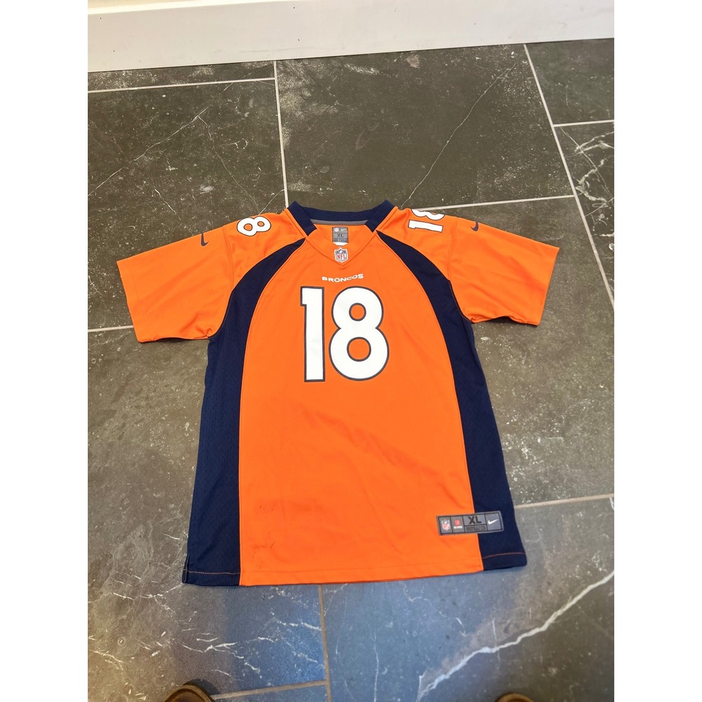 Nike NFL Denver Broncos Peyton Manning 18 Jersey Orange Navy Womens XL
